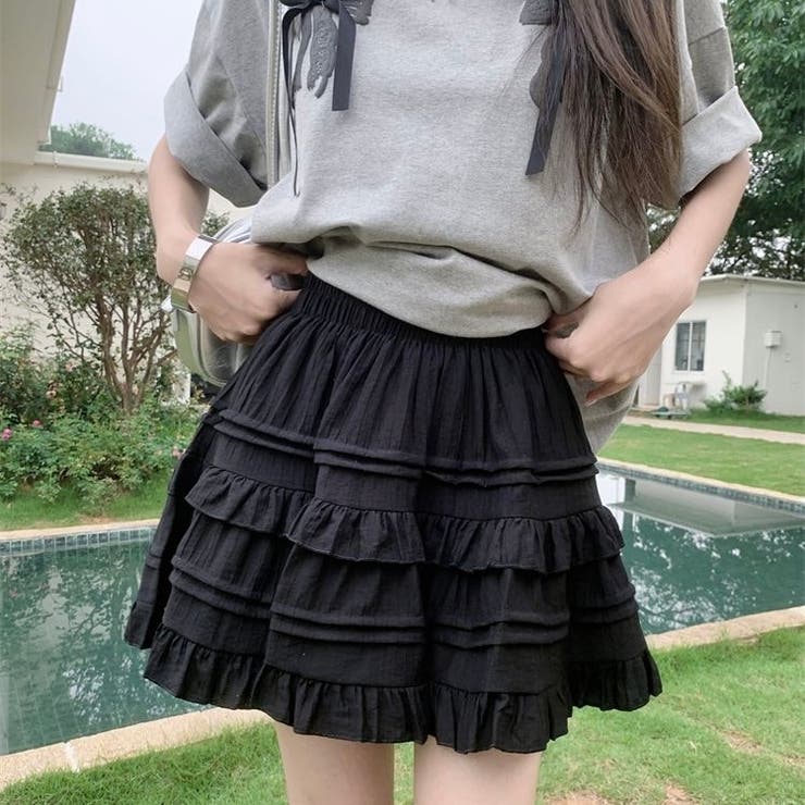 春夏新作】ピンドットティアードミニスカート[品番：SHNW0012317