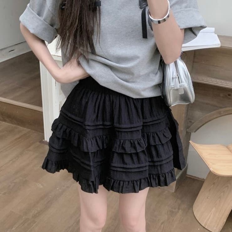 春夏新作】ピンドットティアードミニスカート[品番：SHNW0012317