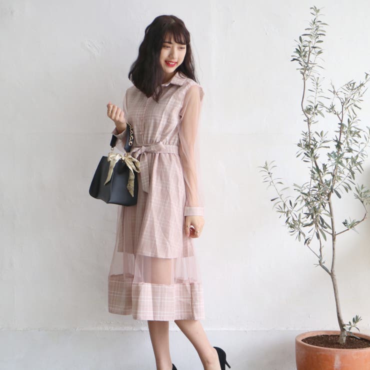 ギンガムチェックチュールロングワンピース チュール シースルー 品番 Shnw Lady Like レディライク のレディースファッション通販 Shoplist ショップリスト