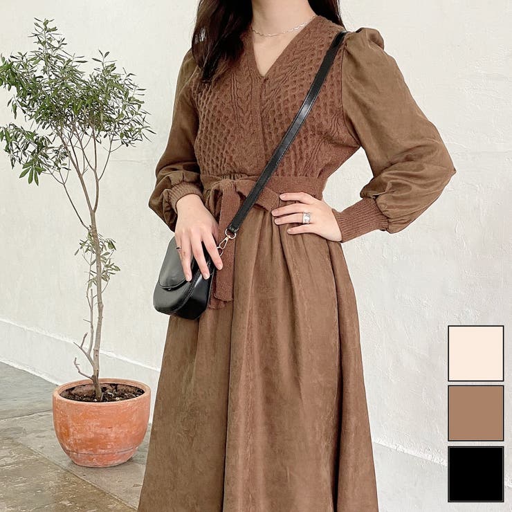 ケーブル編みドッキングワンピース ニット 起毛 品番 Shnw Lady Like レディライク のレディースファッション通販 Shoplist ショップリスト