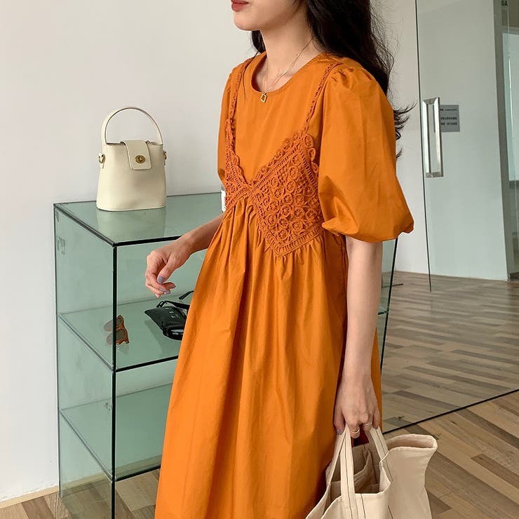 胸レースバルーン袖ワンピース ロング ドッキング 品番 Shnw Lady Like レディライク のレディースファッション通販 Shoplist ショップリスト