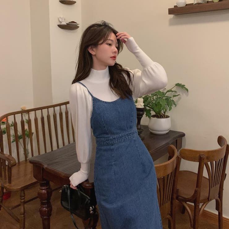 バックリボンデニムキャミワンピース ロング丈 ロングワンピ | LADY LIKE  | 詳細画像10 