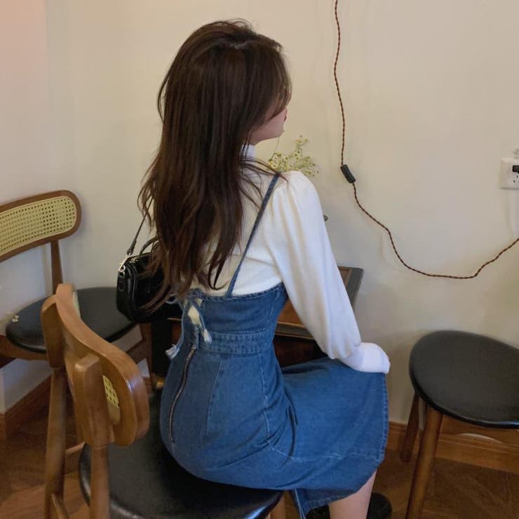 バックリボンデニムキャミワンピース ロング丈 ロングワンピ | LADY LIKE  | 詳細画像4 