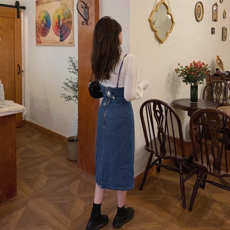 バックリボンデニムキャミワンピース ロング丈 ロングワンピ | LADY LIKE  | 詳細画像8 