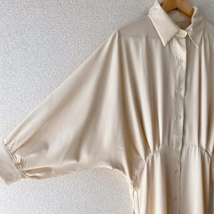 ドルマンスリーブ七分袖シャツワンピース ロング丈 ふんわり | LADY LIKE  | 詳細画像12 