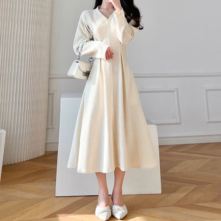 ウエストタックVネックワンピース[品番：SHNW0008765]｜LADY LIKE  