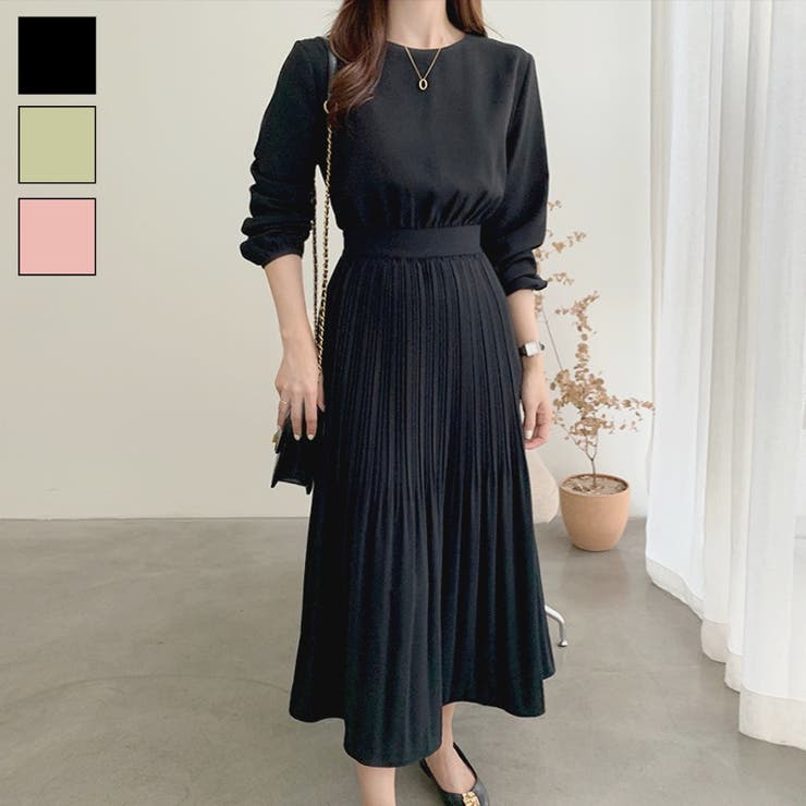 ウエスト切替えミニプリーツとろみワンピース | LADY LIKE  | 詳細画像1 