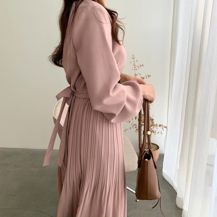 ウエスト切替えミニプリーツとろみワンピース | LADY LIKE  | 詳細画像3 