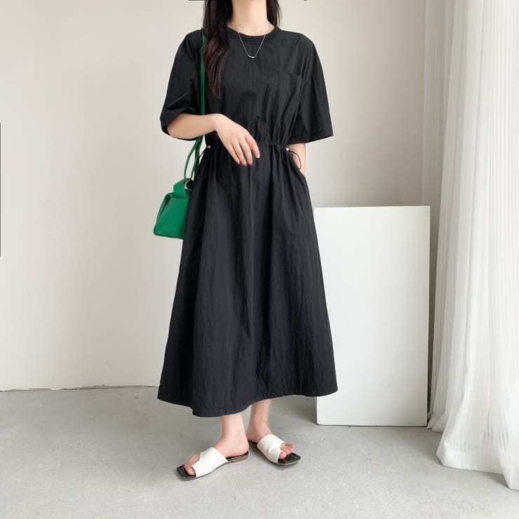 ウエスト絞りポケ付きワンピース[品番：SHNW0009753]｜LADY LIKE