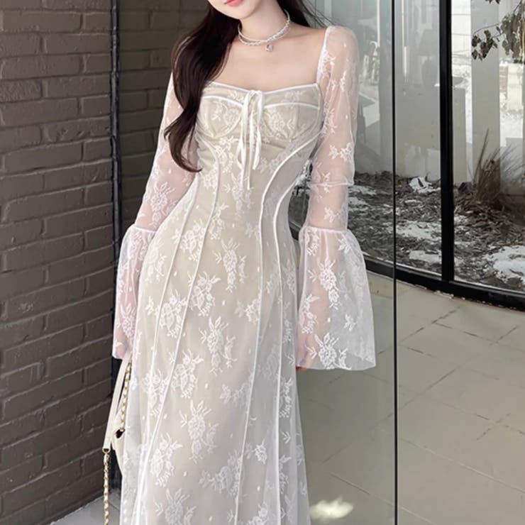 フラワーチュールレイヤードワンピース[品番：SHNW0011081]｜LADY LIKE