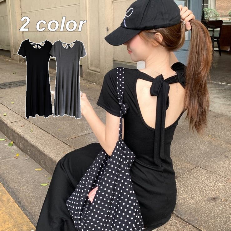 美品 ブラミンク バックリボン ボリュームスリーブ 半袖 ロング ワンピース 紫 CORNERS by yui 】 ボリュームスリーブバックリボンワンピース