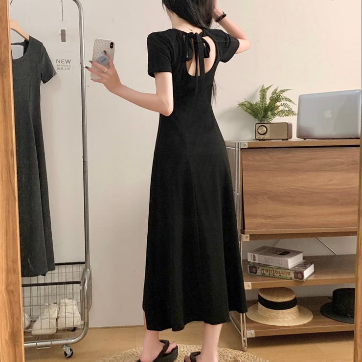 バックリボン半袖ロングワンピース | LADY LIKE  | 詳細画像12 