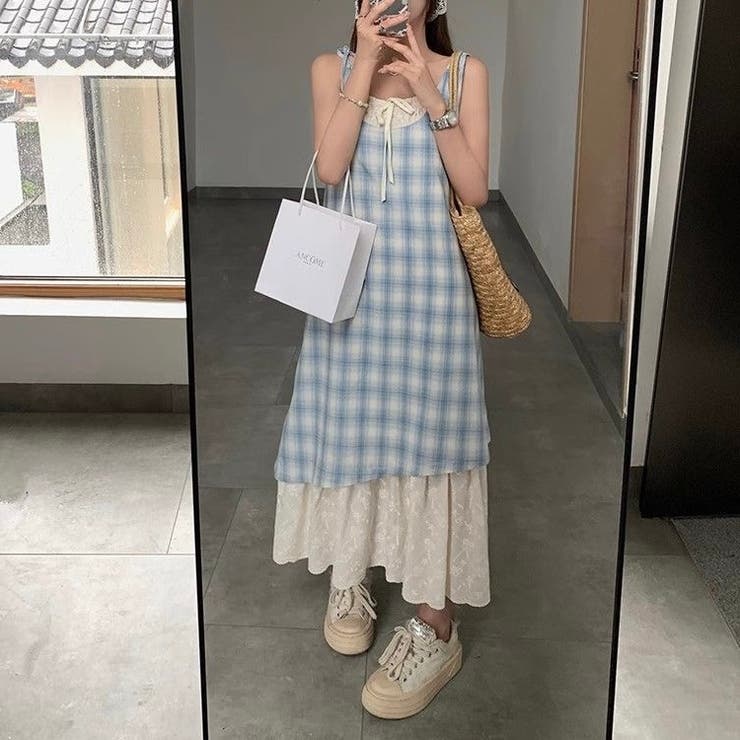 【春夏新作】レイヤード風チェック柄キャミワンピース | LADY LIKE  | 詳細画像11 