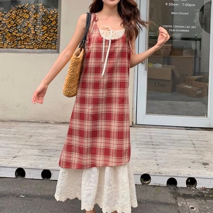 【春夏新作】レイヤード風チェック柄キャミワンピース | LADY LIKE  | 詳細画像20 