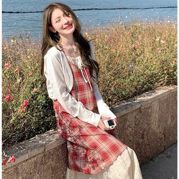 【春夏新作】レイヤード風チェック柄キャミワンピース | LADY LIKE  | 詳細画像42 