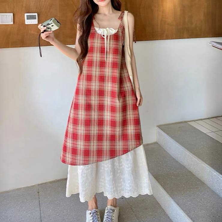 【春夏新作】レイヤード風チェック柄キャミワンピース | LADY LIKE  | 詳細画像43 