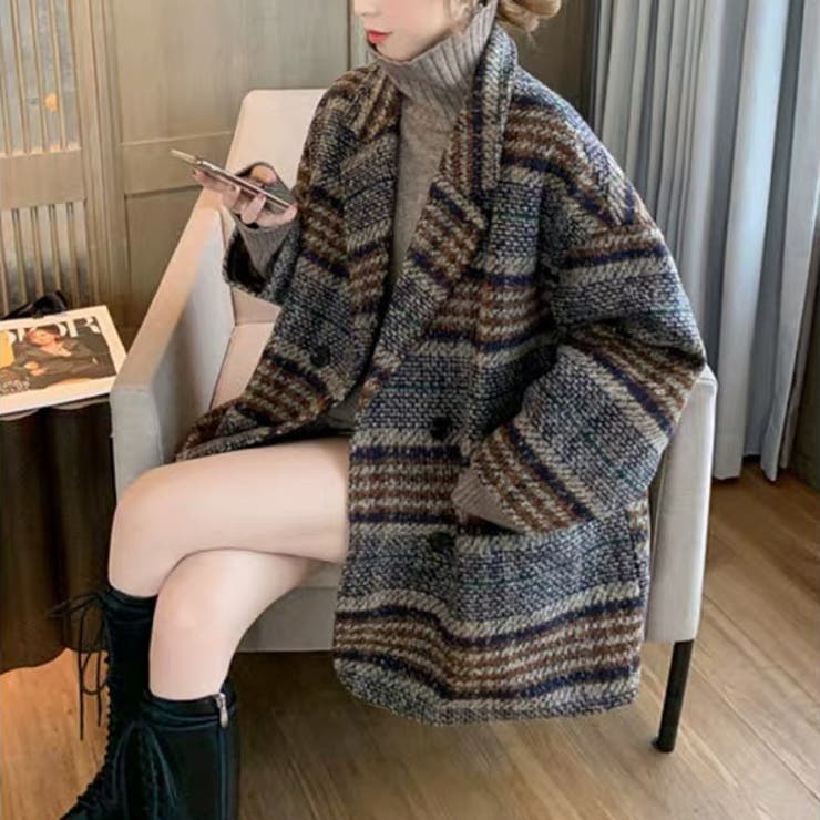 ビッグチェック4つ釦ショートコート チェスター アウター 品番 Shnw0002436 Lady Like レディライク のレディースファッション通販 Shoplist ショップリスト