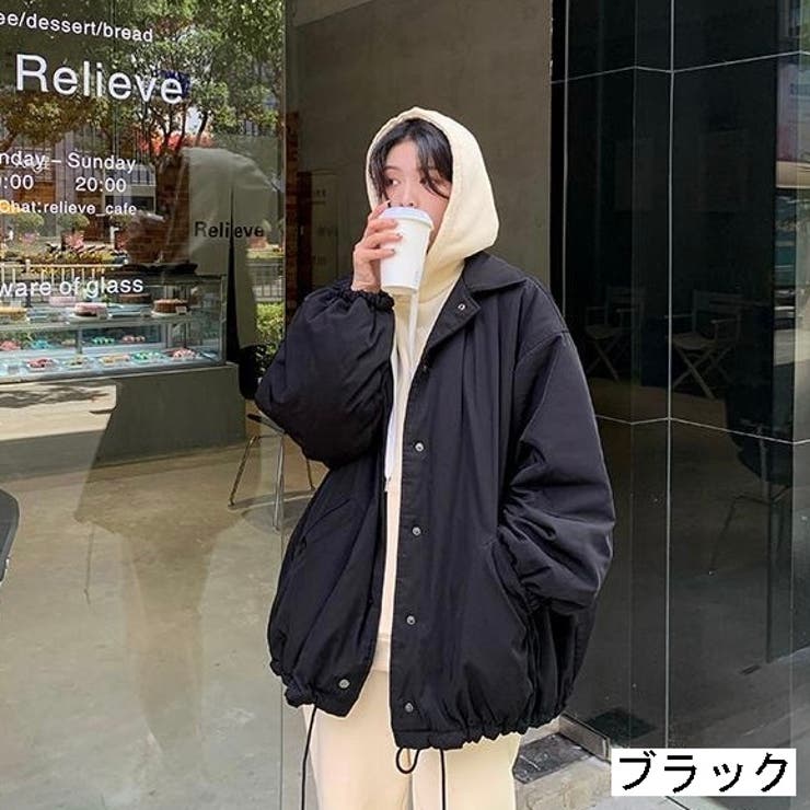 ドットボタンオーバーサイズ中綿ブルゾン[品番:SHNW0008256 ドットボタンオーバーサイズ中綿ブルゾン[品番:SHNW0008256