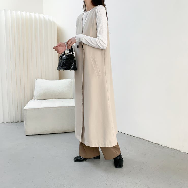 ロングジレ付き3WAYショートトレンチコート[品番：SHNW0008752