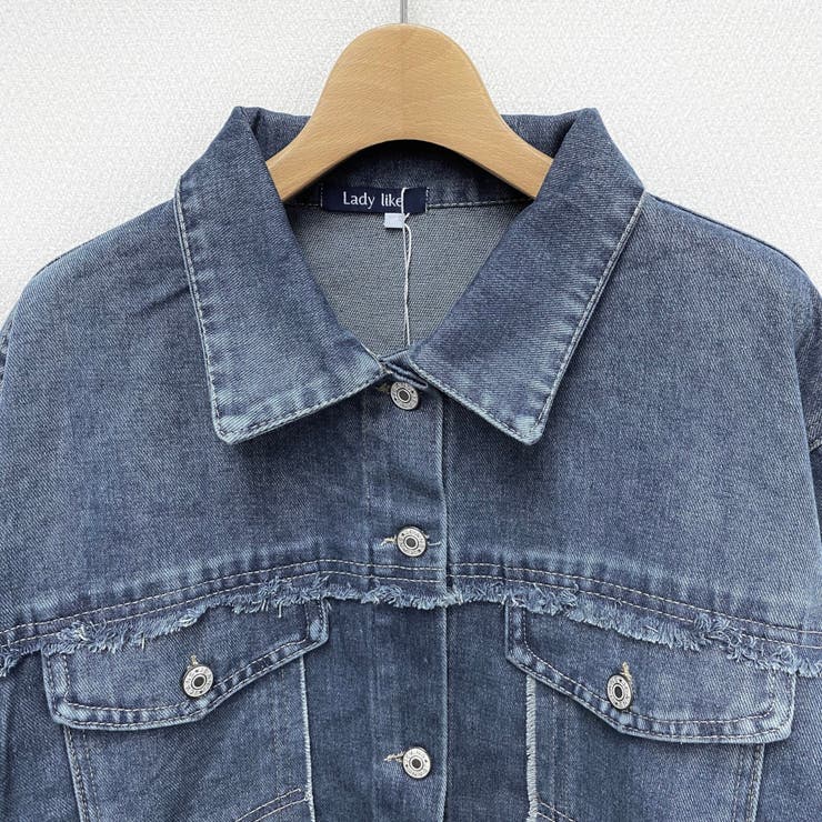 フリンジデザインオーバーサイズデニムジャケット[品番：SHNW0009938