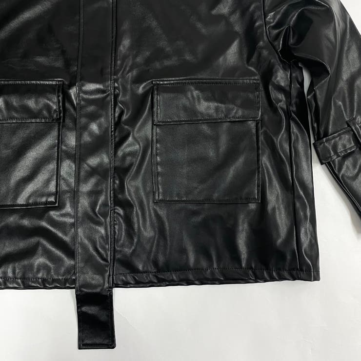 袖口ベルトフェイクレザージャケット[品番：SHNW0010002]｜LADY LIKE