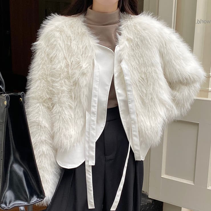 異素材切替えフェイクファージャケット | LADY LIKE  | 詳細画像5 