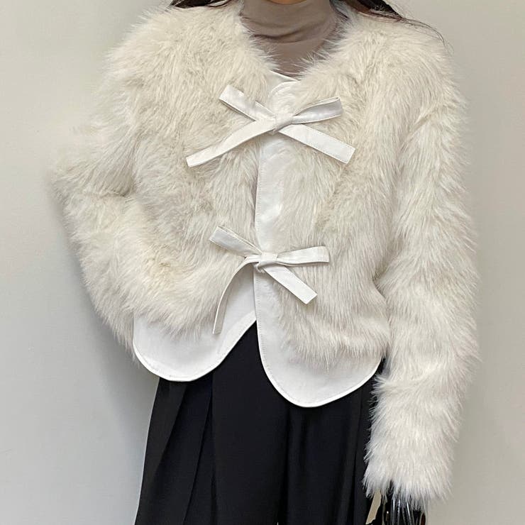 異素材切替えフェイクファージャケット | LADY LIKE  | 詳細画像7 