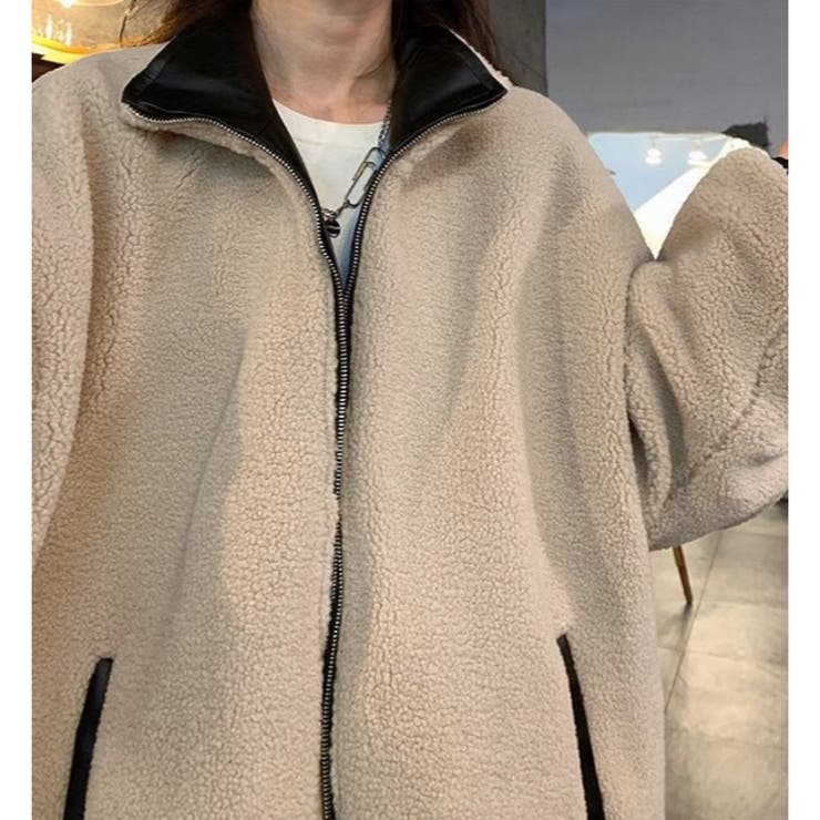 リバーシブルフェイクレザーボアジャケット[品番：SHNW0012029]｜LADY