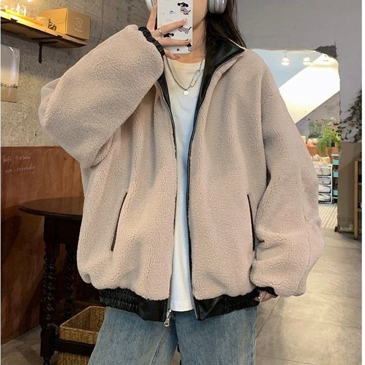 リバーシブルフェイクレザーボアジャケット[品番：SHNW0012029]｜LADY