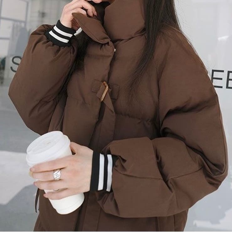 ブラウン | ベルトデザイン中綿ジャケット | LADY LIKE 