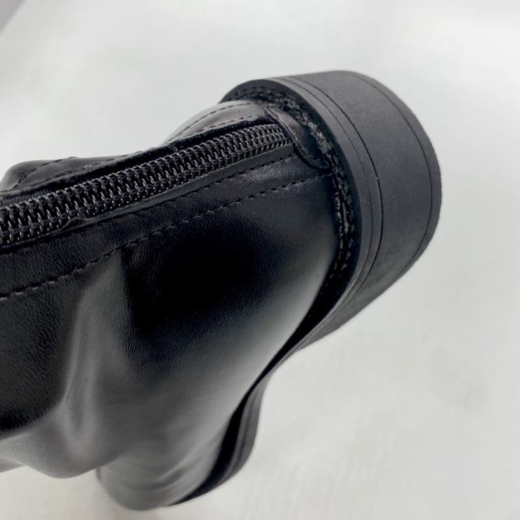 センターステッチロングブーツ シンプル ローヒール[品番