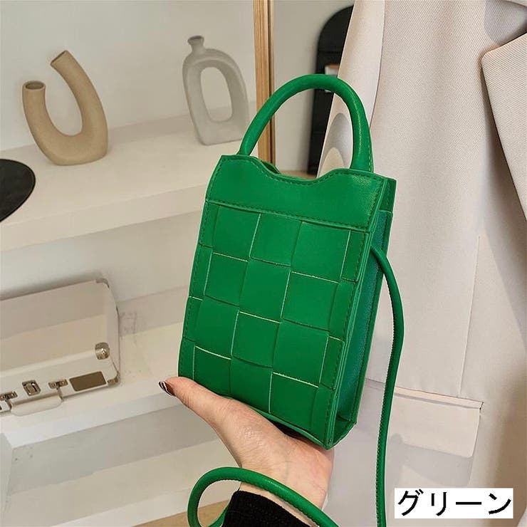 格子編みミニショルダーバッグ ミニバッグ ポシェット[品番