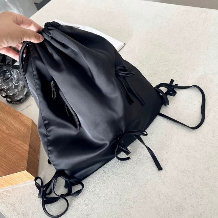 リボン付きサテン巾着ナップザック | LADY LIKE  | 詳細画像12 