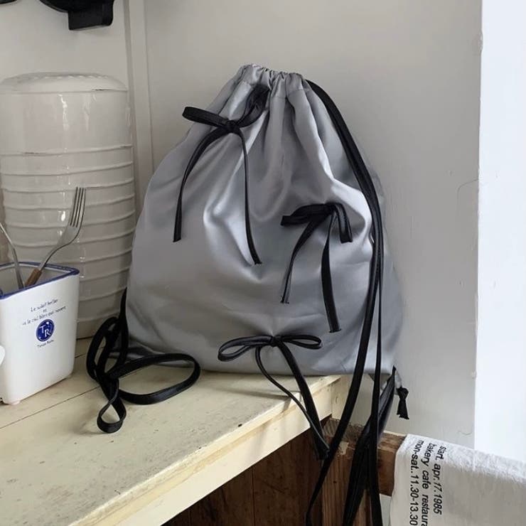 リボン付きサテン巾着ナップザック | LADY LIKE  | 詳細画像3 