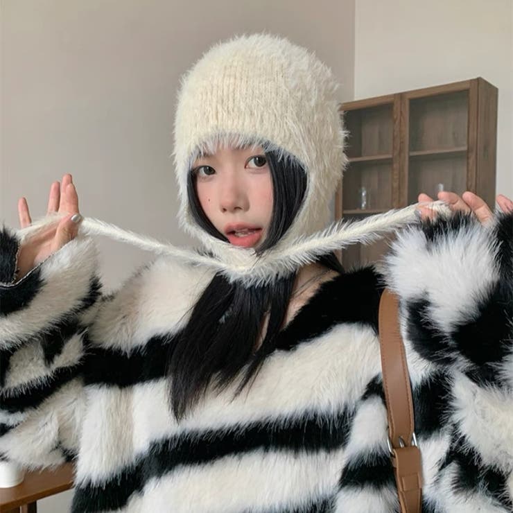 耳あて付きシャギーニット帽 | LADY LIKE  | 詳細画像9 