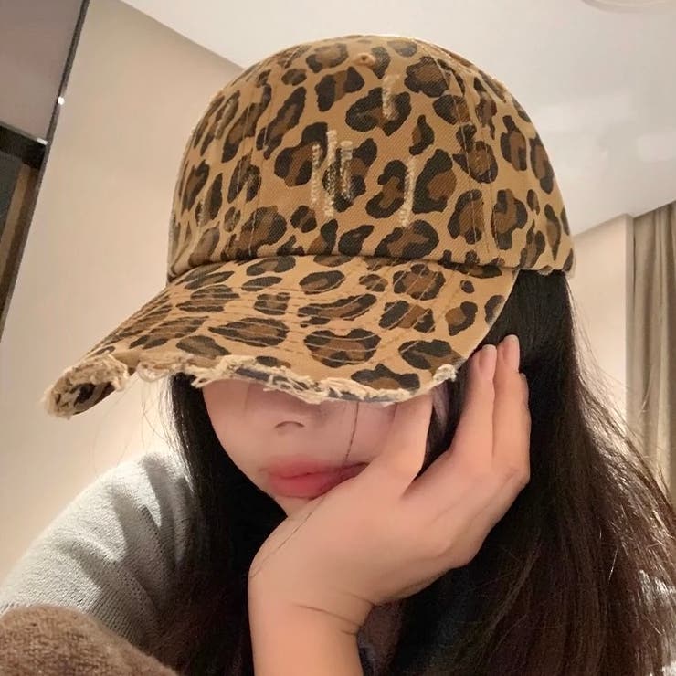 ダメージ加工レオパード柄キャップ[品番：SHNW0011638]｜LADY