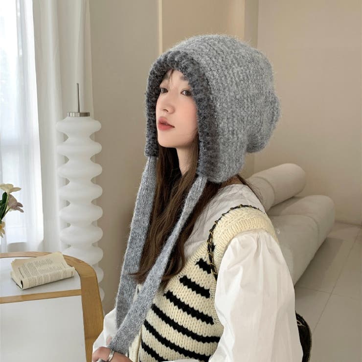 ドローストリング配色ニット帽[品番：SHNW0012094]｜LADY LIKE