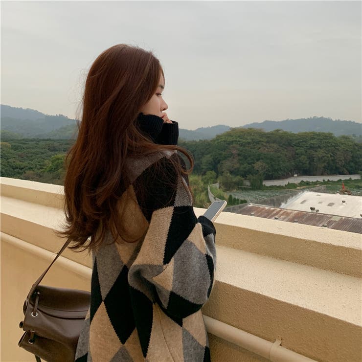 アーガイル柄ハイネックニット 韓国ファッション 韓国 | Sibra | 詳細画像5 