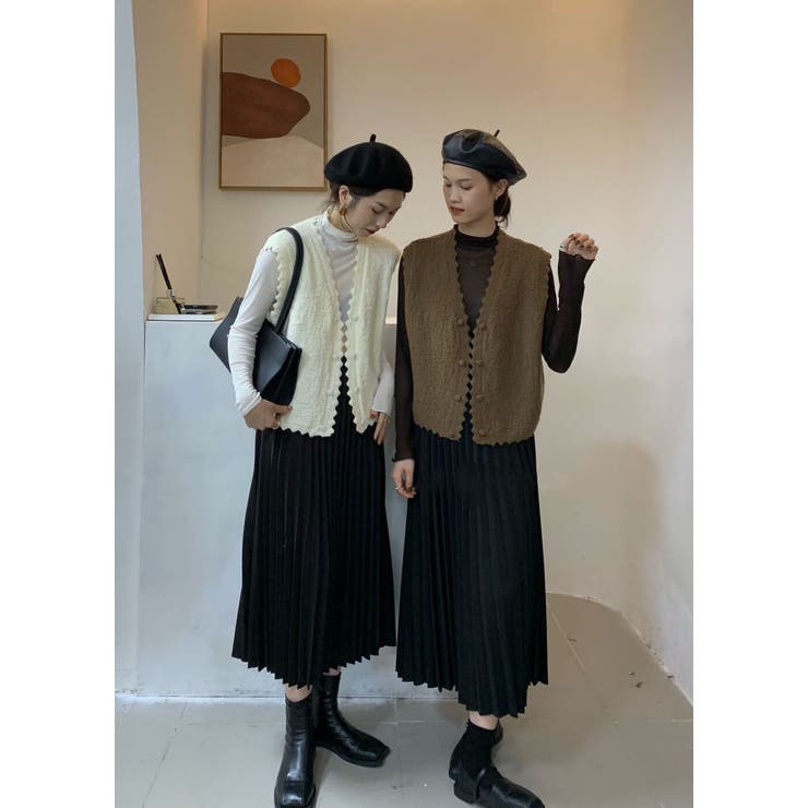 ニットベスト 韓国ファッション 人気アイテム[品番：SHNW0003970