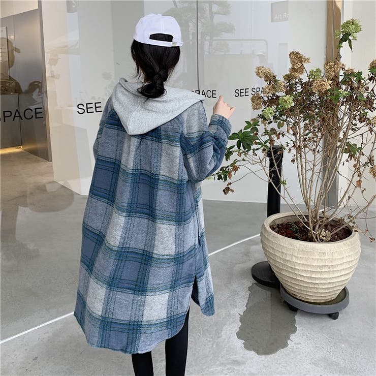 タータンチェック✦ロングコート☆秋冬女子会デート✦韓国 タータンチェック✦ロングコート☆秋冬女子会デート✦韓国
