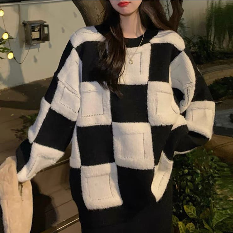 OBLI ブロックチェックニット　未使用 ブロックチェックニット | TOPS | OBLI