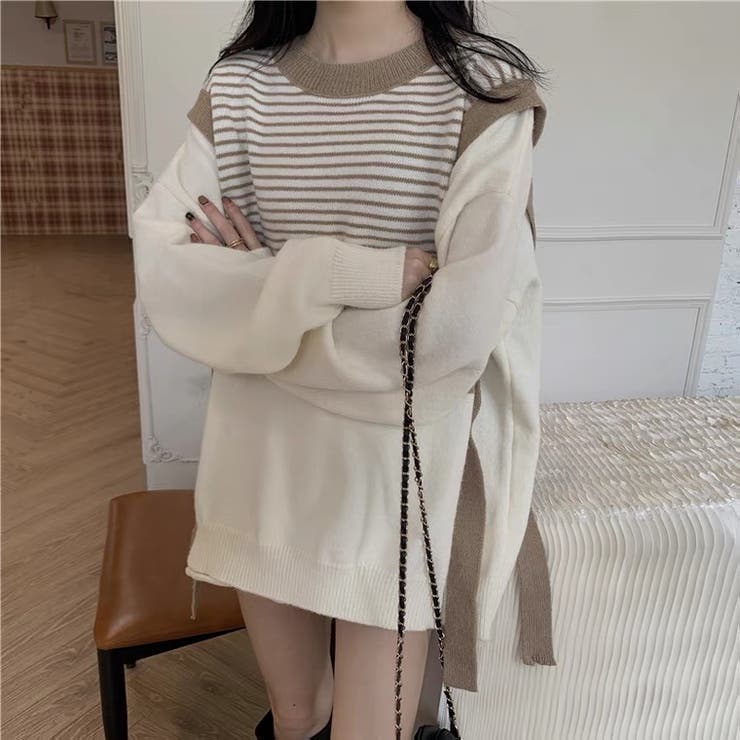 2020年秋の韓国人女性のファッション緩いシャレードスペルカラーVネ 韓国JK風 オレンジベスト制服セット | BODYLINE & LunaBelle