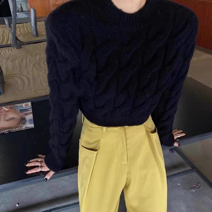 ショート丈ニット 【正規品】 春 韓国ファッション ニット セーター 最大40%OFFクーポン