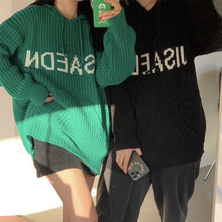 ニットトップス フード付き 韓国ファッション[品番：SHNW0005929
