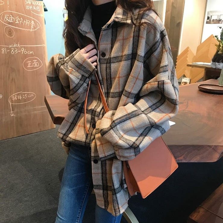 チェック柄シャツ 起毛シャツブラウス韓国 春 miniministore チェック柄シャツ 起毛シャツブラウス韓国