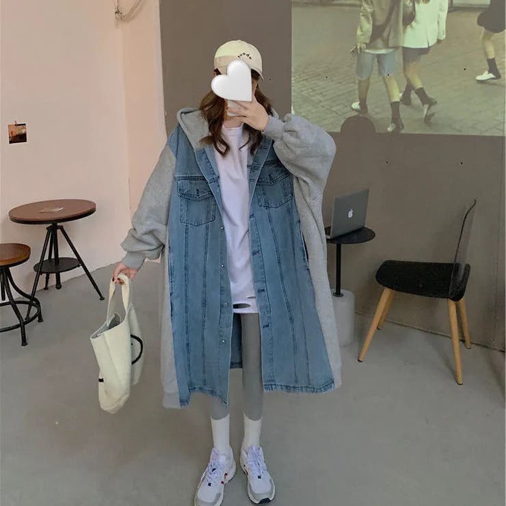 デニムドッキングコート 韓国ファッション 大きいサイズ | Sibra | 詳細画像1 