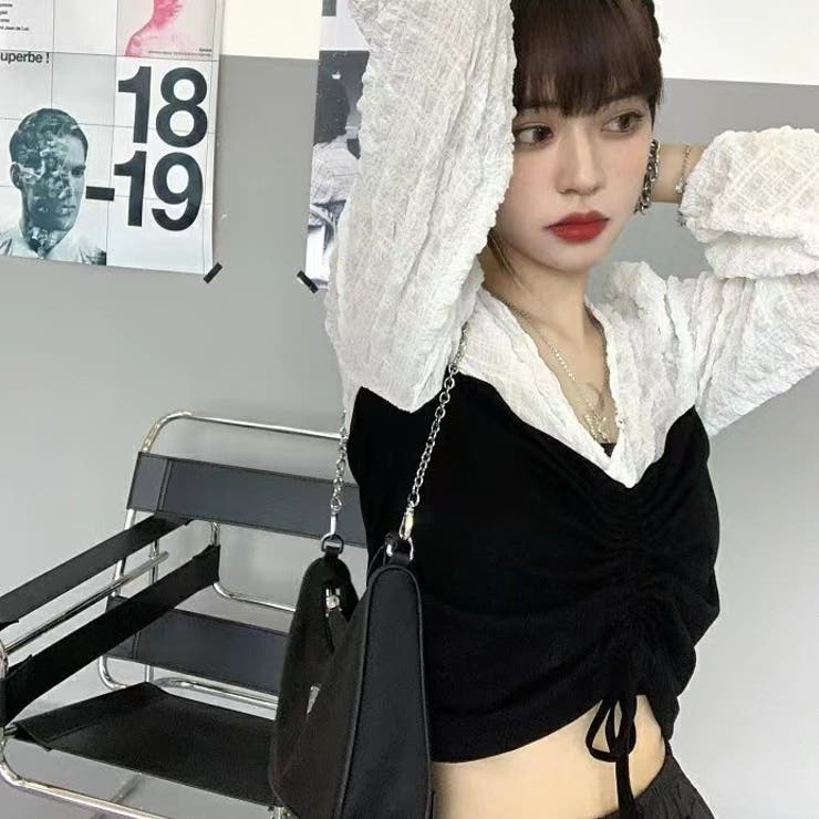 ドッキングトップス 韓国ファッション 白 | Sibra | 詳細画像5 