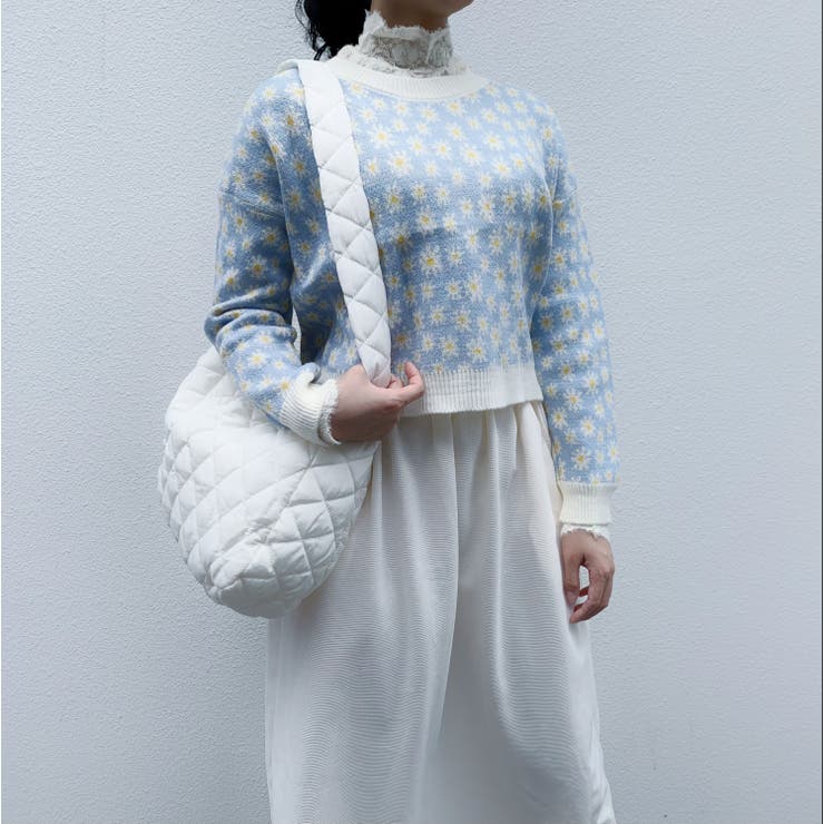 フラワ－柄ニットプルオーバー 韓国ファッション 可愛い | Sibra | 詳細画像15 