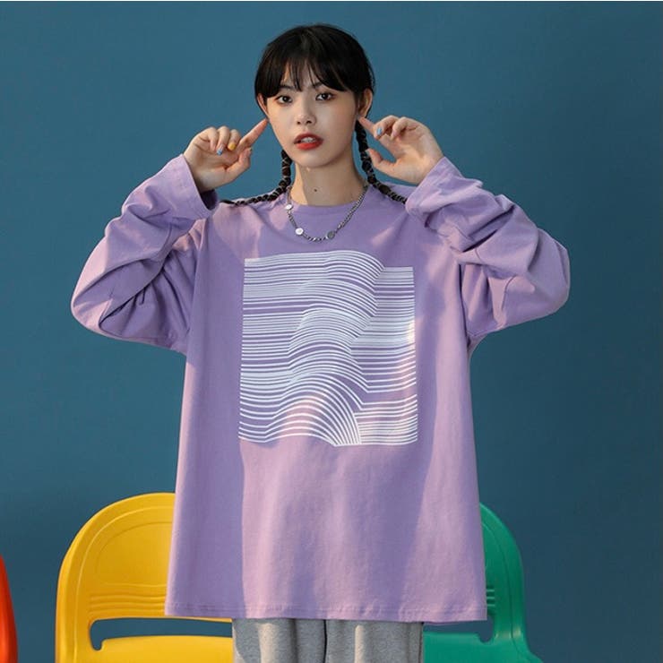 プリント長袖ビッグシルエット Tシャツ 韓国ファッション 品番 Shnw Sibra シブラ のレディースファッション 通販 Shoplist ショップリスト