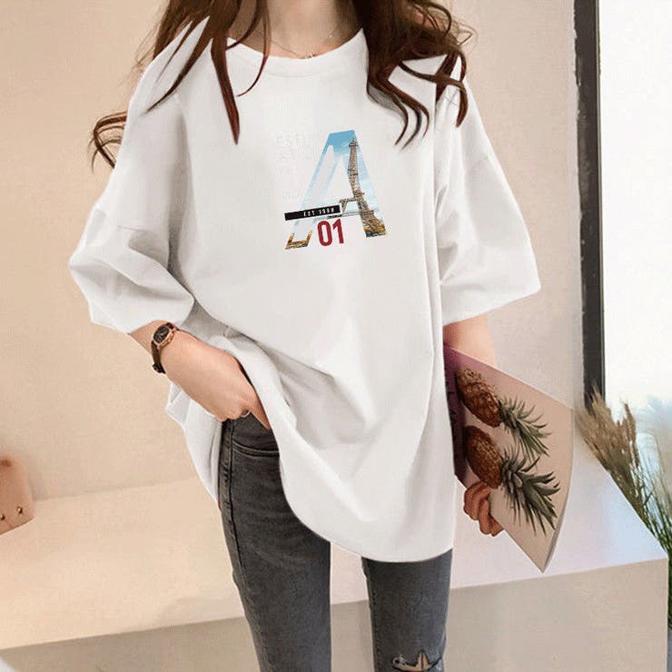 オーバーサイズ ロングT 大きめ  爽やか カットソー 通勤 カジュアル 半袖 | Sibra | 詳細画像2 